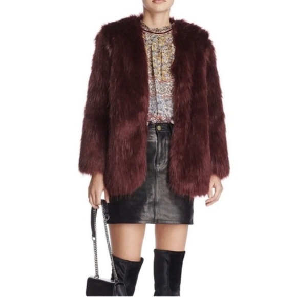 Lovers + Friends Deep Burgundy/Wine Faux Fur Jacket - Picture 2 of 13